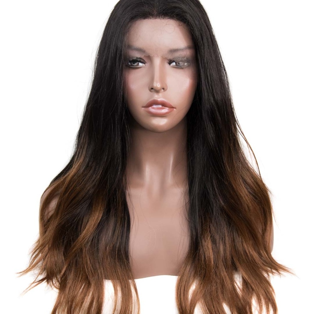 24" Black Brown Ombre Wavy Lace Front Wig - Picture 1 of 5